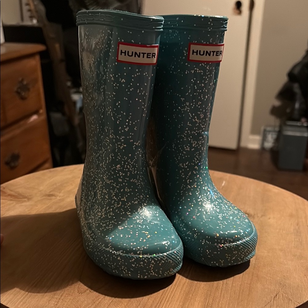 Hunter Blue Rain & Snow Boots with Glitter Finish